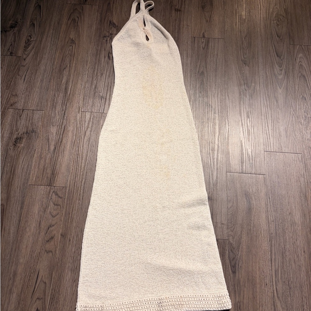 Chic Backless Cream Halter Dress